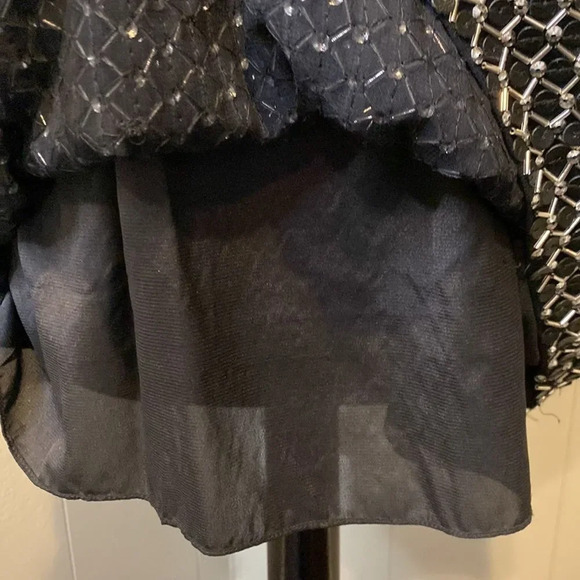 Parker Womens Extra Small Silk Beaded Embellished Black Cocktail Dress - Picture 4 of 8